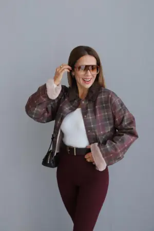 Chestnut Plaid Rövid Ingkabát