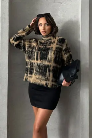 Noir Mirage Relaxed Fit Teddy Pulóver