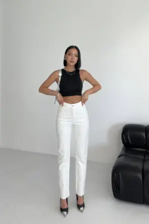 Crystal Lattice High Waisted Farmeradrág